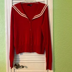 Hell Bunny Women’s Red and White Button-Down Long-Sleeve Top XXL